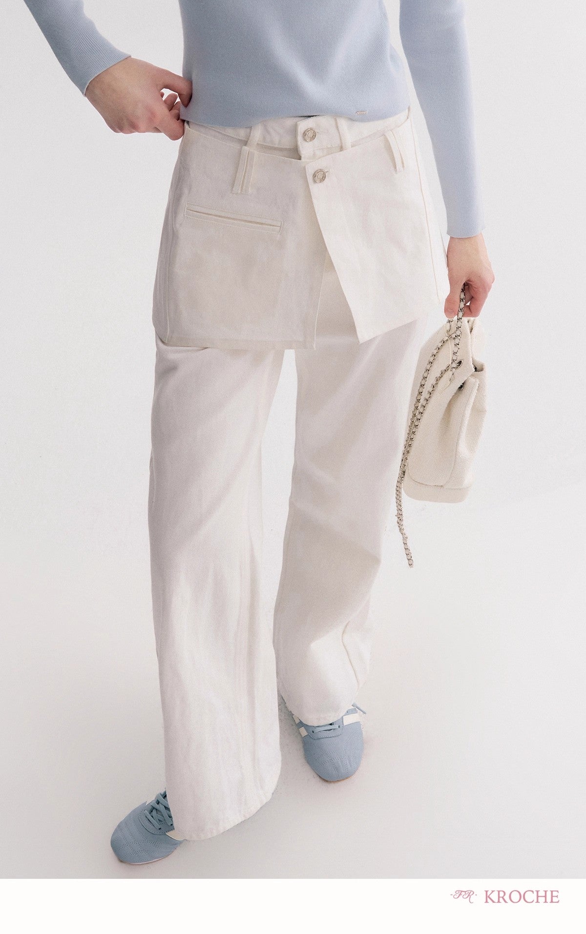 Kroche Denim straight-leg jeans ( skirt panel removable )