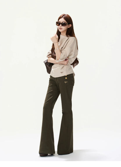 CYNR Cowl Neck Drop-Sleeve Shirt &amp; Leather Shorts
