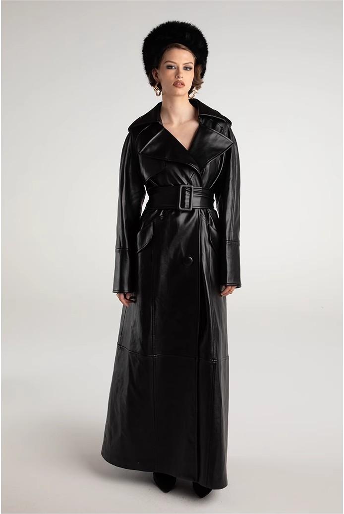 NJ Cara Leather Trench Coat