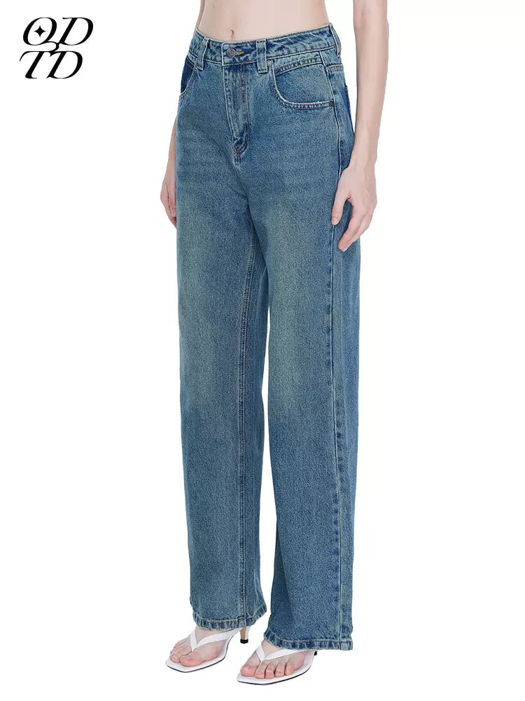 ODTD High waisted casual jeans（with belt）