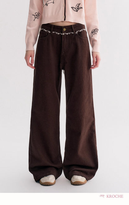 Kroche Knit Cotton Wide-Leg Jeans