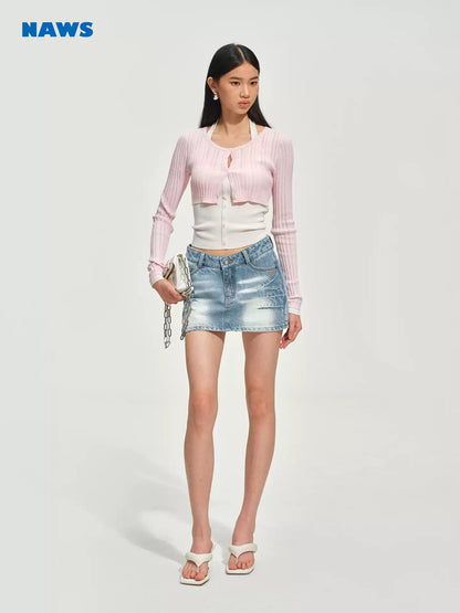 NAWS Diagonal low waist A-line skirt