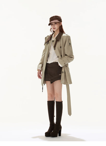 CYNR Double breasted lapel windbreaker jacket