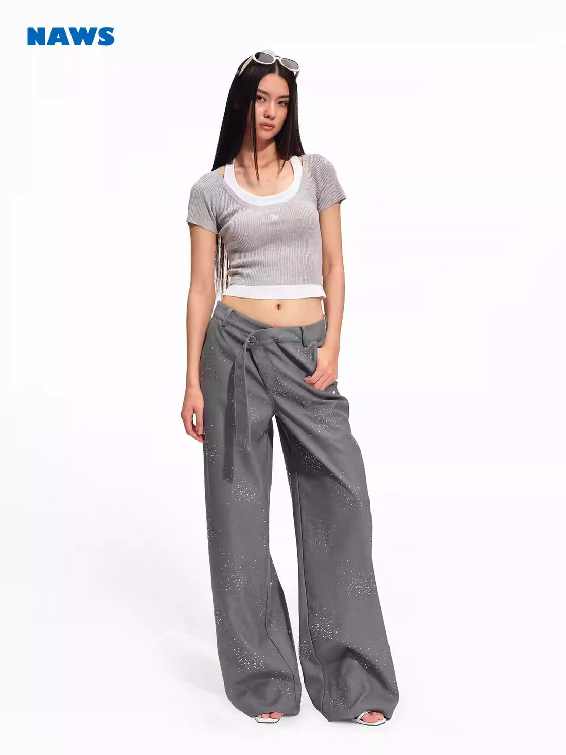 NAWS Fake two-piece spliced contrasting T-shirt