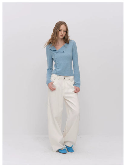 VIA PITTI VIADK6427 Asymmetric Placket Knit Cardigan