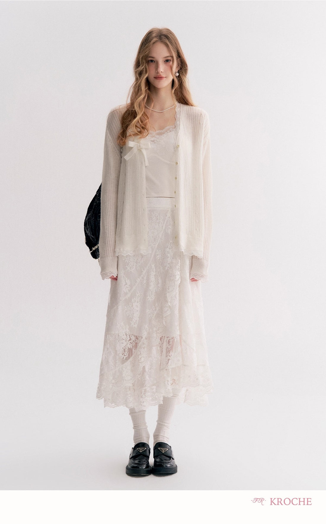 Kroche Oversized V-Neck Long-Sleeve Cardigan