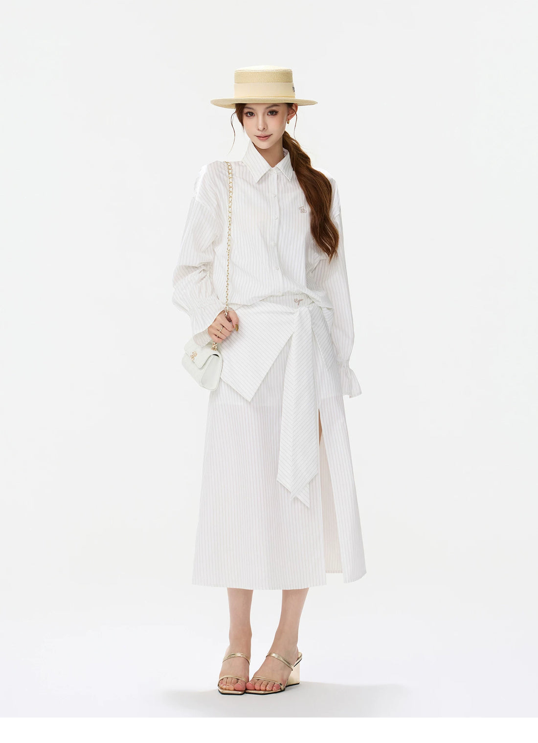 CYNR Bow-Tie Blouse and Skirt Set