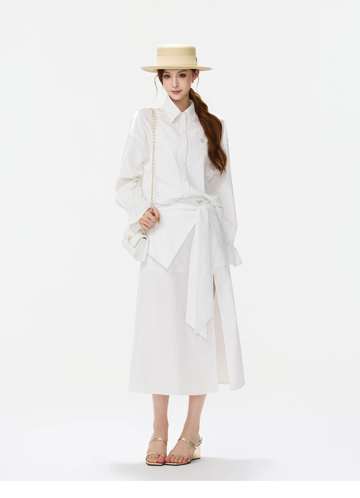 CYNR Bow-Tie Blouse and Skirt Set