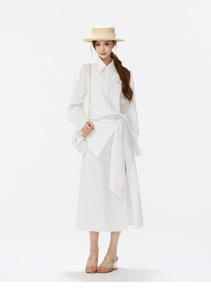 CYNR Bow-Tie Blouse and Skirt Set
