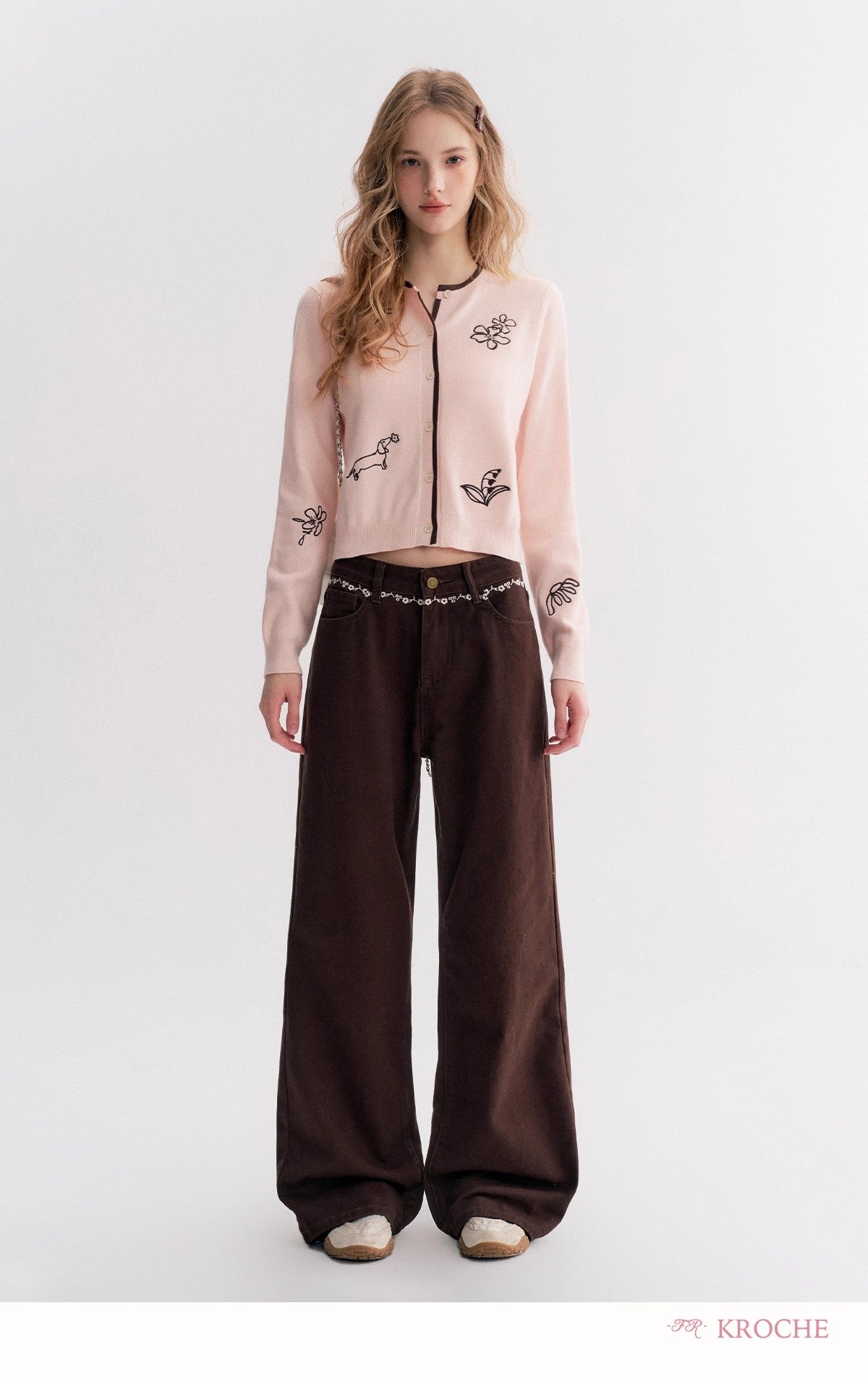 Kroche Knit Cotton Wide-Leg Jeans