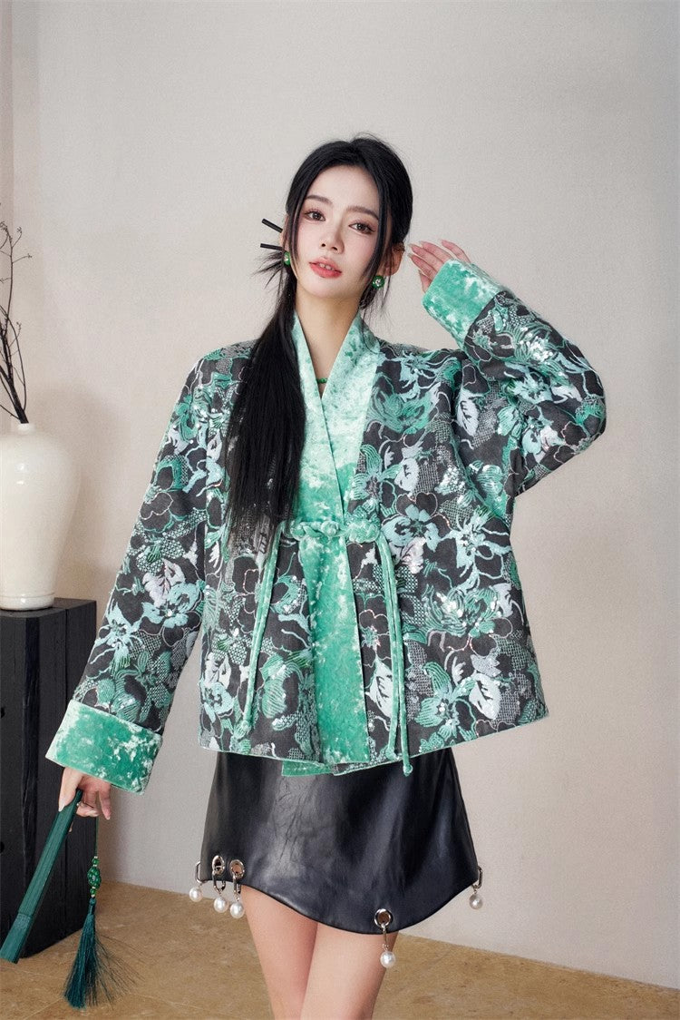 11 niseey Sequined Embroidered Chinese-style Coat Set( Separate)