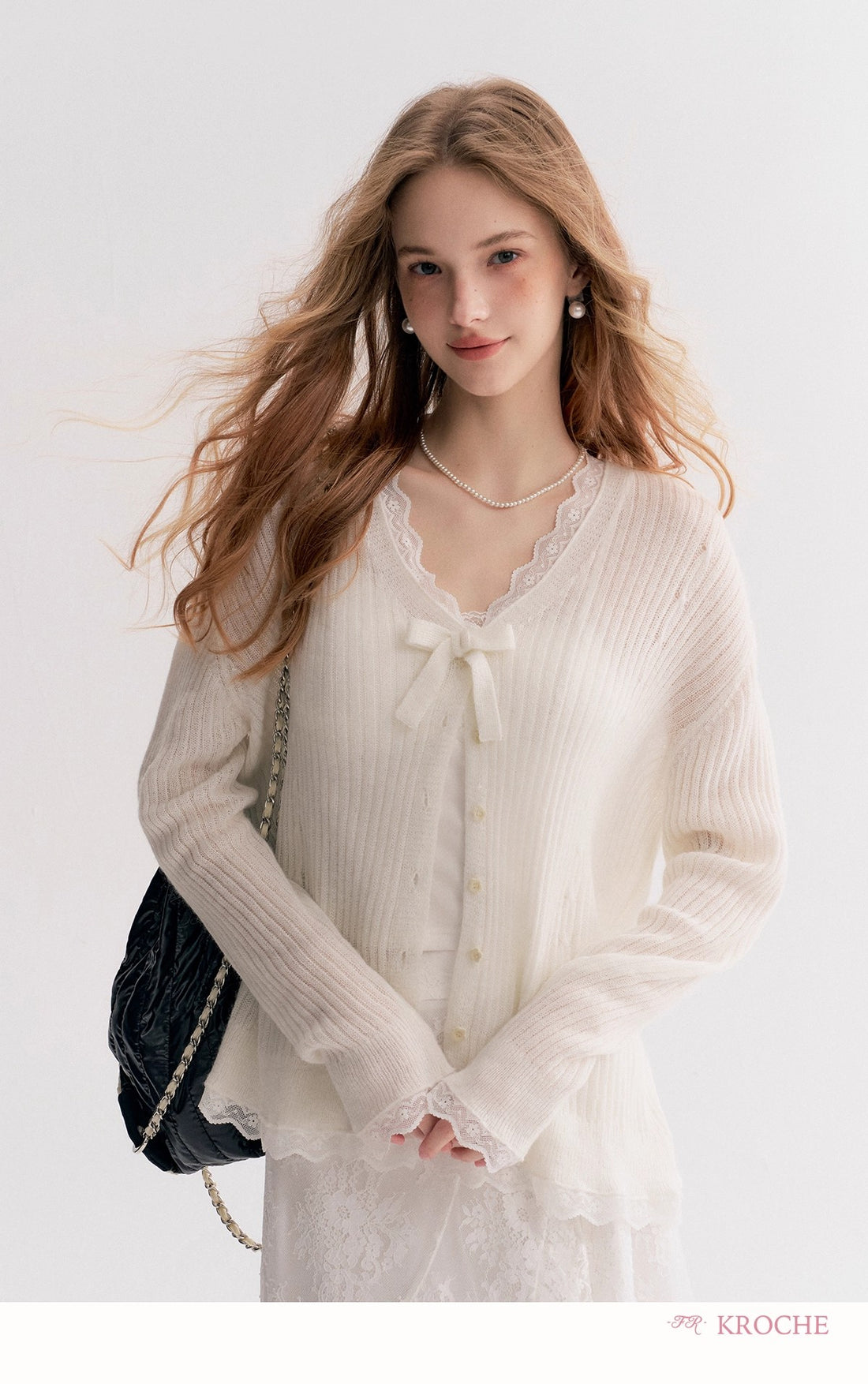 Kroche Oversized V-Neck Long-Sleeve Cardigan