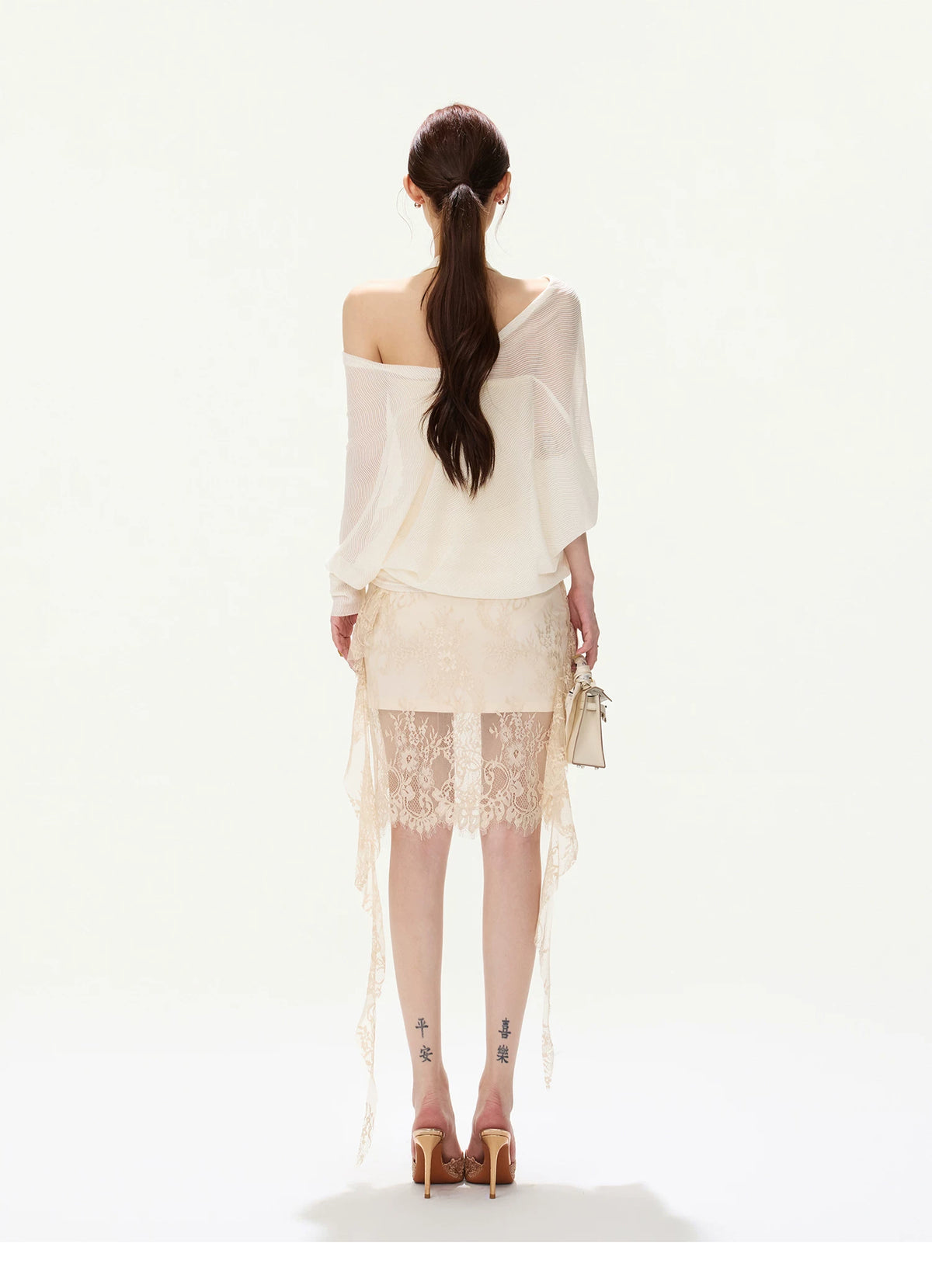 CYNR Loose Halter Top &amp; Lace Mini Skirt Set