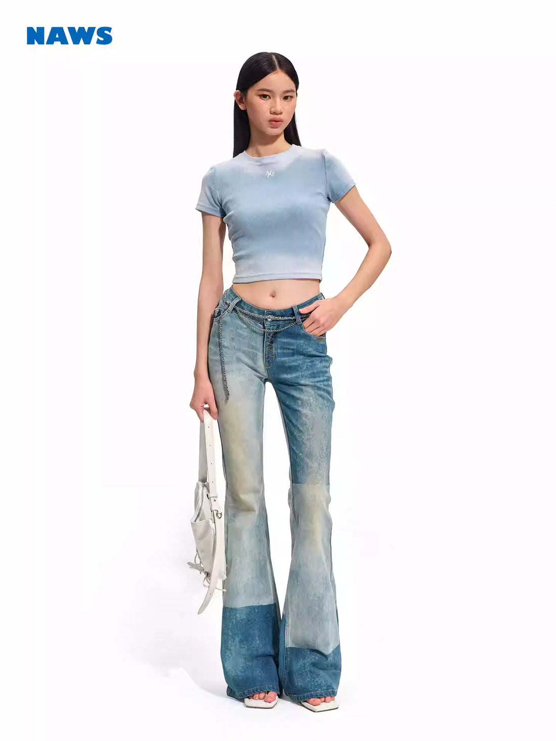 NAWS Water washed elastic laser burned tight pants