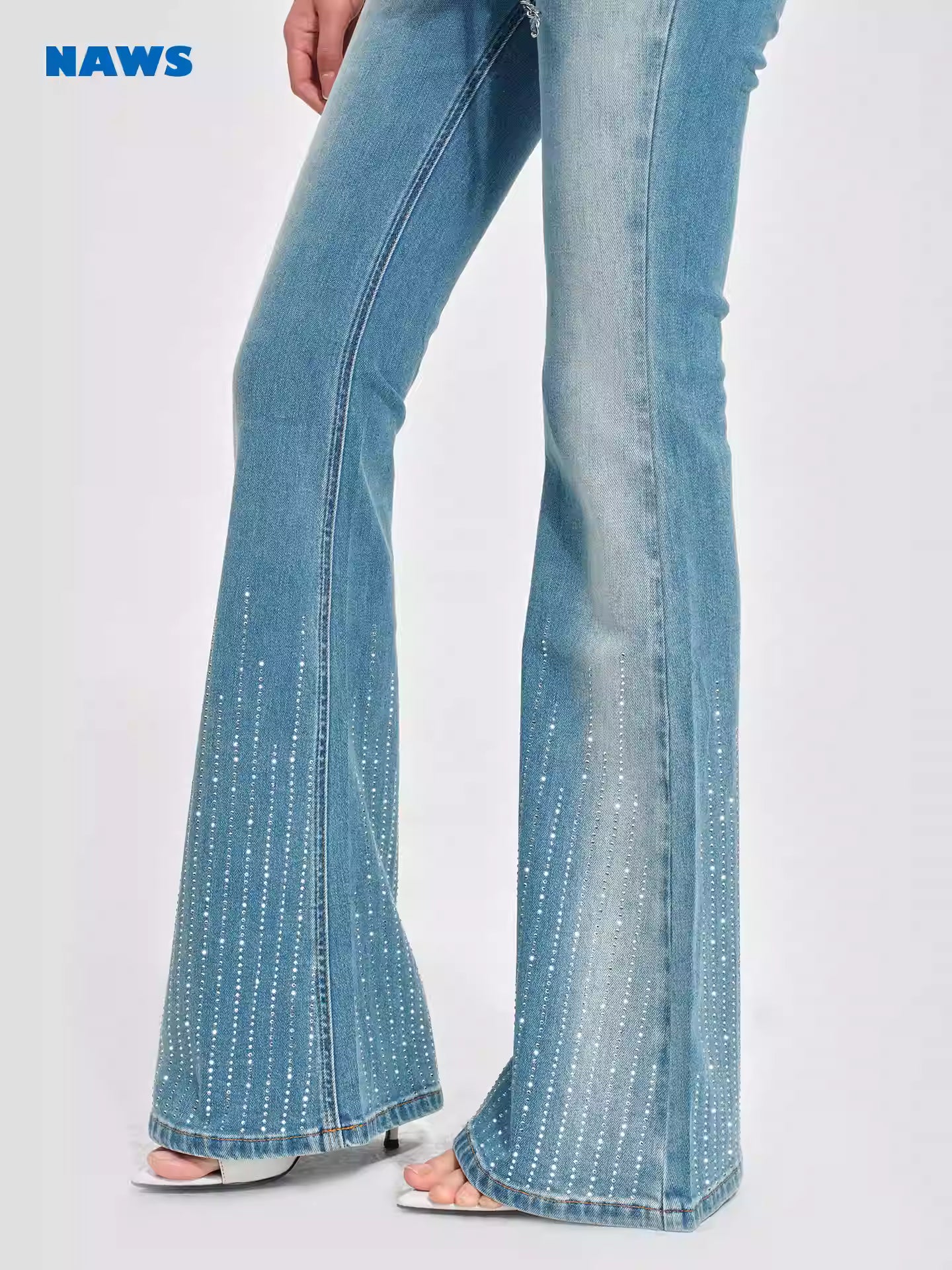 NAWS Hot stamping versatile mid waist tight flared pants
