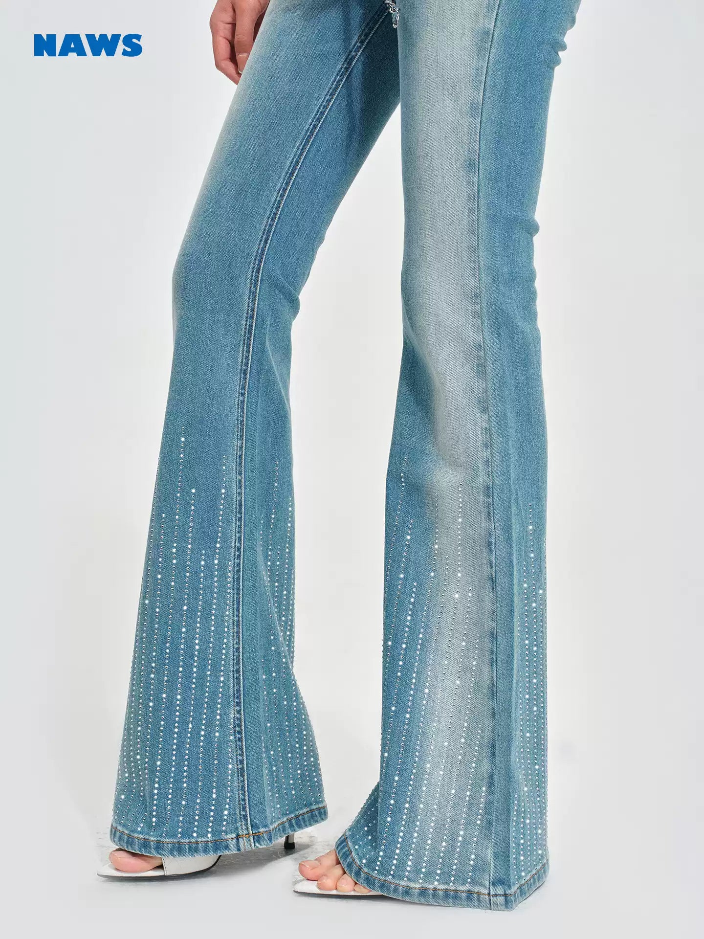 NAWS Washed denim meteor hot stamping pants