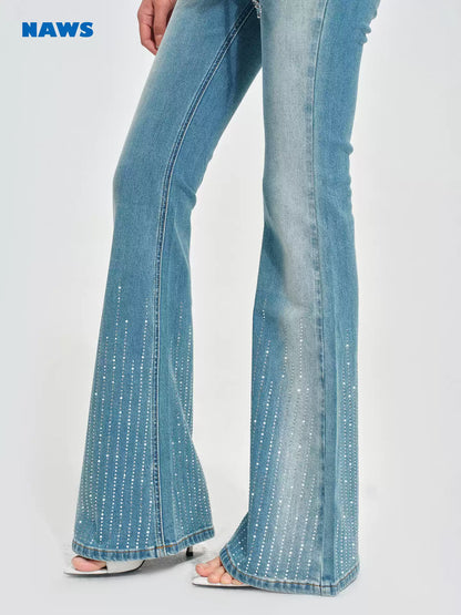 NAWS Washed denim meteor hot stamping pants