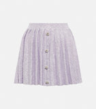 Self-Portrait Lilac Sequin Pleated Knit Skirt