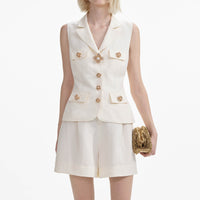 Self-Portrait CREAM LINEN TAILORED PLAYSUIT