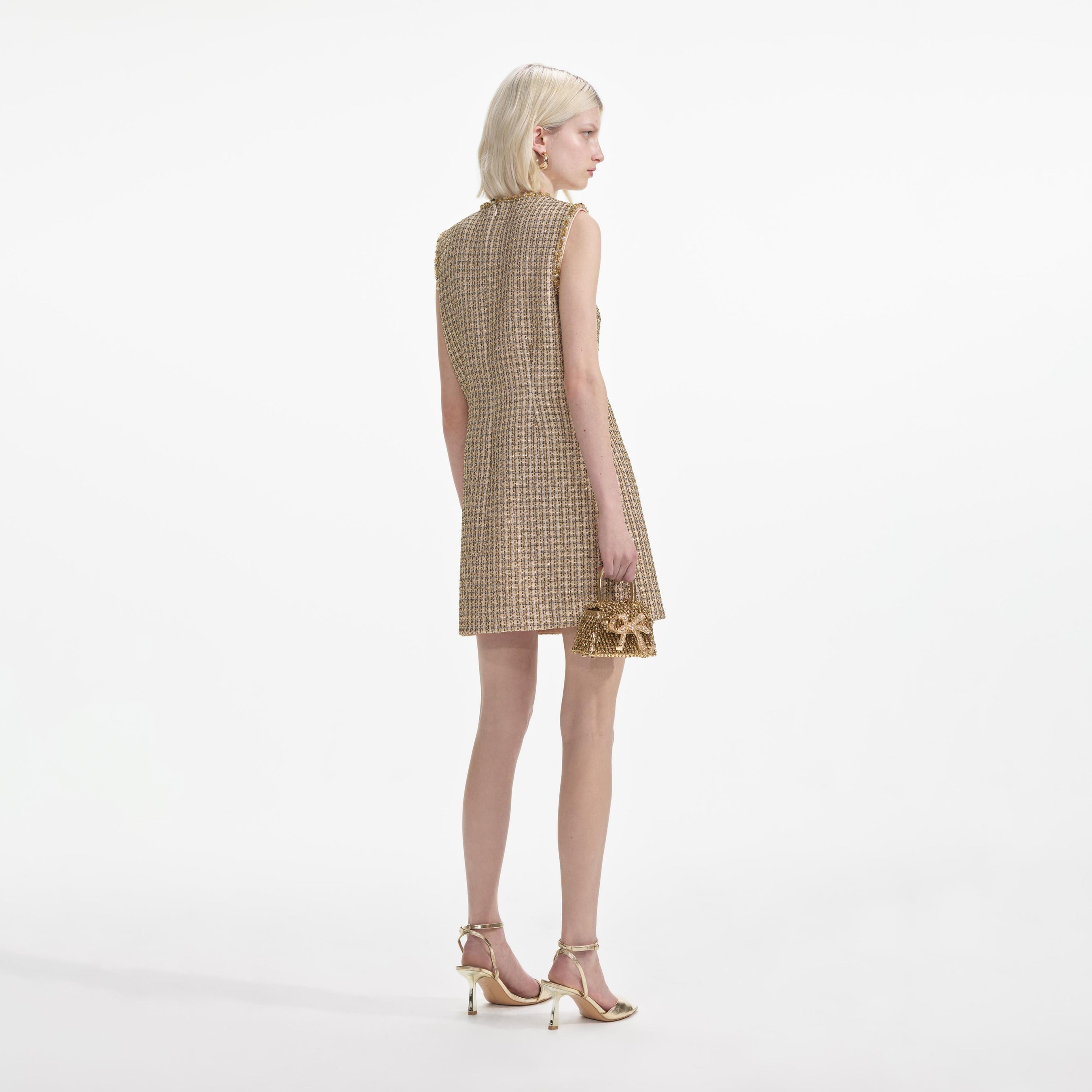 Self-Portrait Gold Boucle Embellished Mini Dress