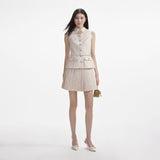 Self-Portrait Cream Metallic Boucle Tailored Mini Dress