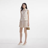 Self-Portrait Cream Metallic Boucle Tailored Mini Dress