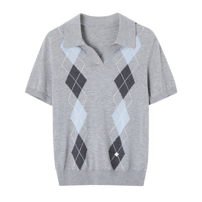 SOMESOWE S2609076 Lingge color blocked POLO short sleeved shirt