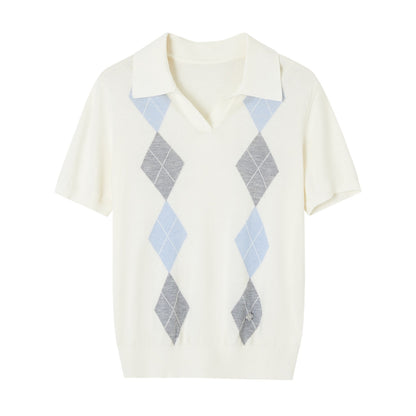 SOMESOWE S2609076 Lingge color blocked POLO short sleeved shirt