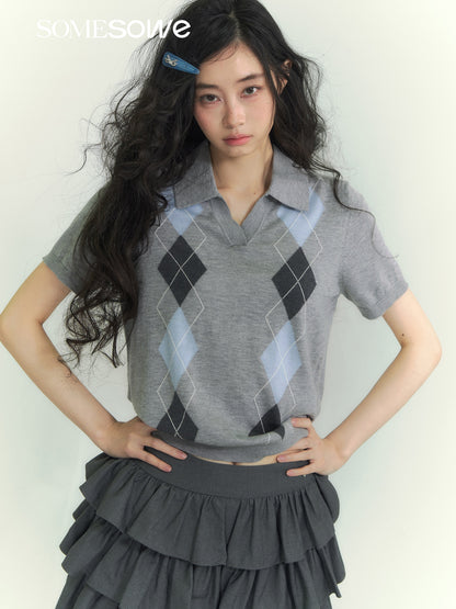 SOMESOWE S2609076 Lingge color blocked POLO short sleeved shirt