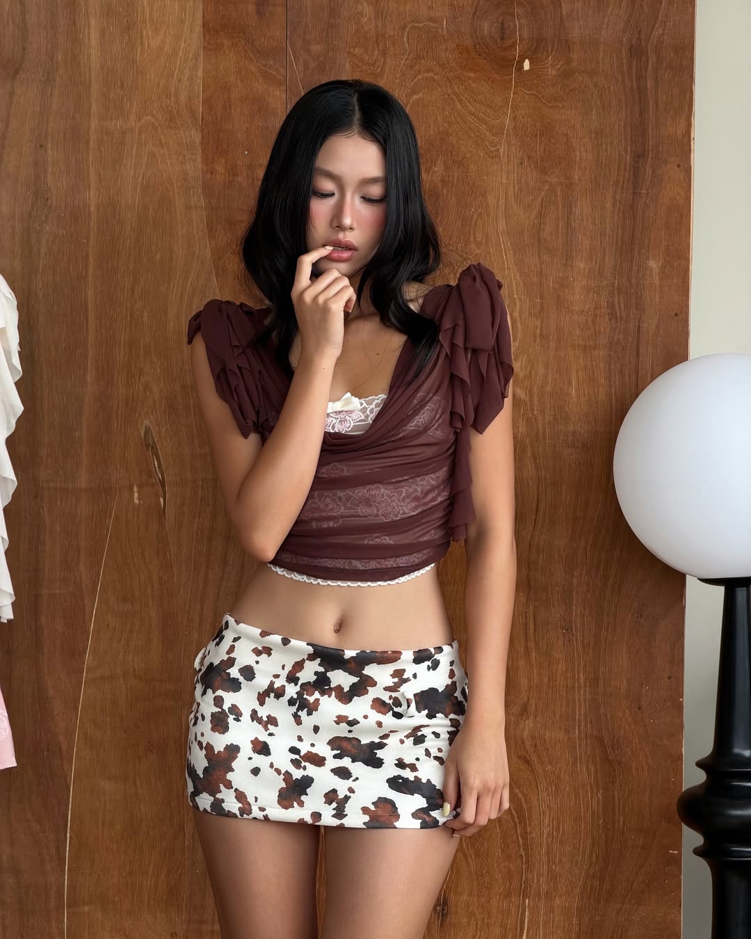TinyMood LILAC TOP  &amp; MOCHA MINI SKIRT