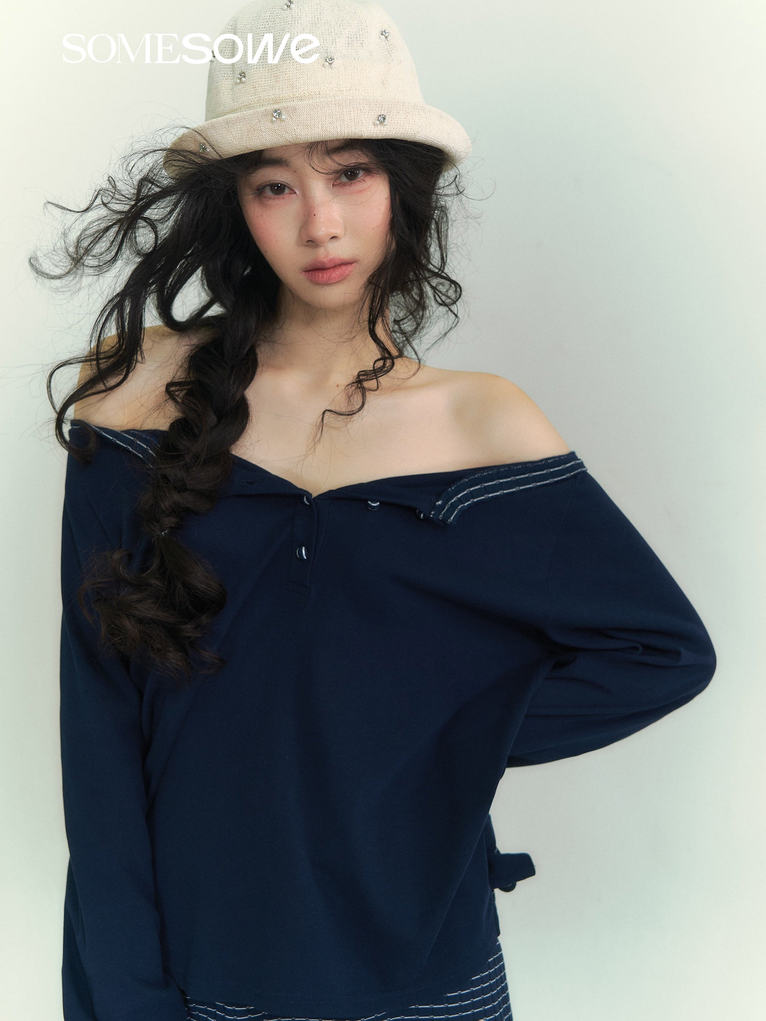 SOMESOWE S2609043&amp;S2609044 Splicing striped long sleeved T-shirt + pants