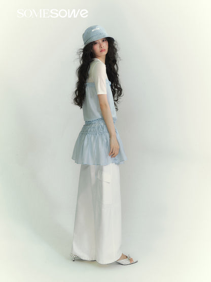 SOMESOWE S2609067&amp;S2609068 Wool high neck T-shirt + Lace patchwork camisole dress