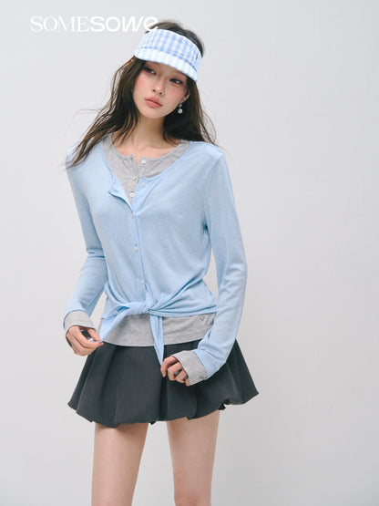 SOMESOWE S2509036 Layered faux two-piece lyocell wool long-sleeved T-shirt