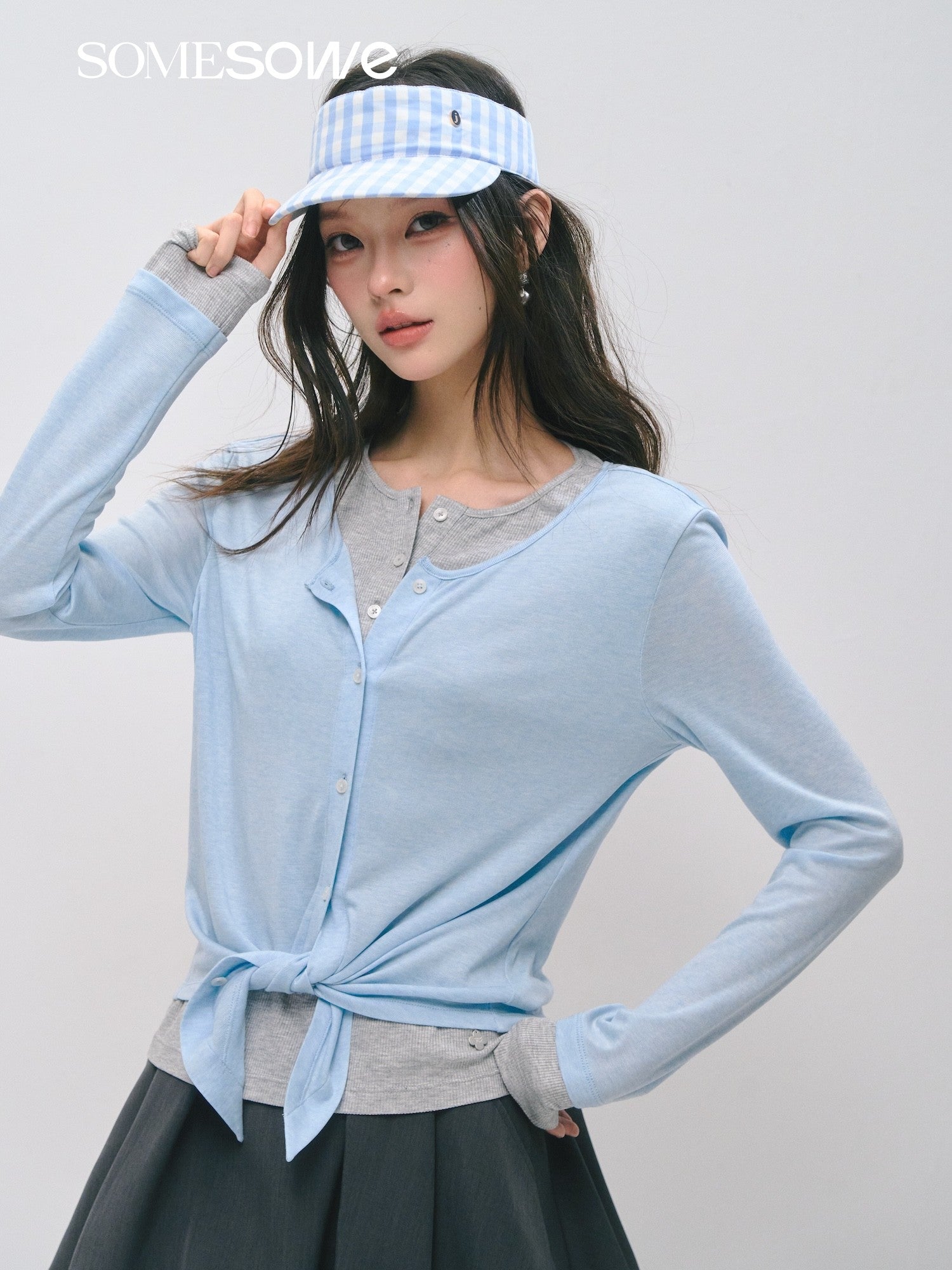 SOMESOWE S2509036 Layered faux two-piece lyocell wool long-sleeved T-shirt