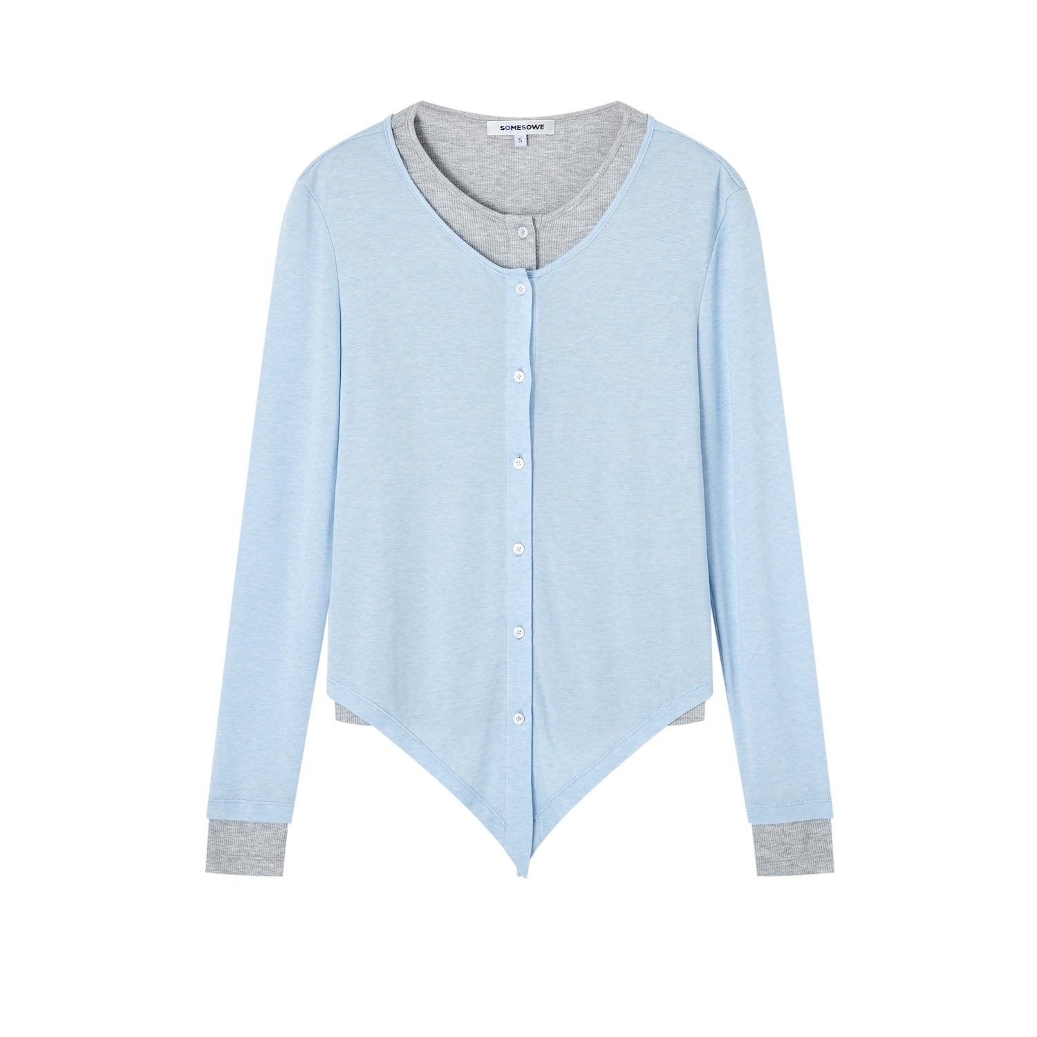 SOMESOWE S2509036 Layered faux two-piece lyocell wool long-sleeved T-shirt