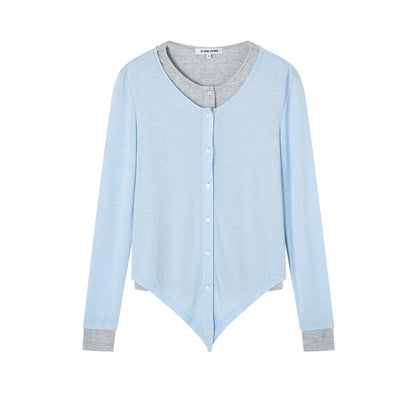 SOMESOWE S2509036 Layered faux two-piece lyocell wool long-sleeved T-shirt
