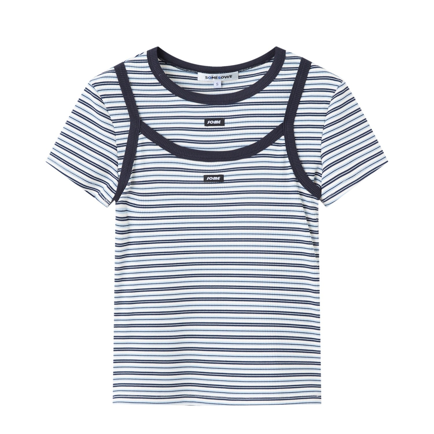 SOMESOWE S2609040 Casual striped T-shirt sling set
