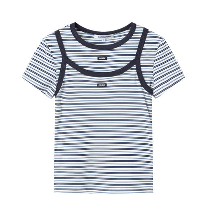 SOMESOWE S2609040 Casual striped T-shirt sling set