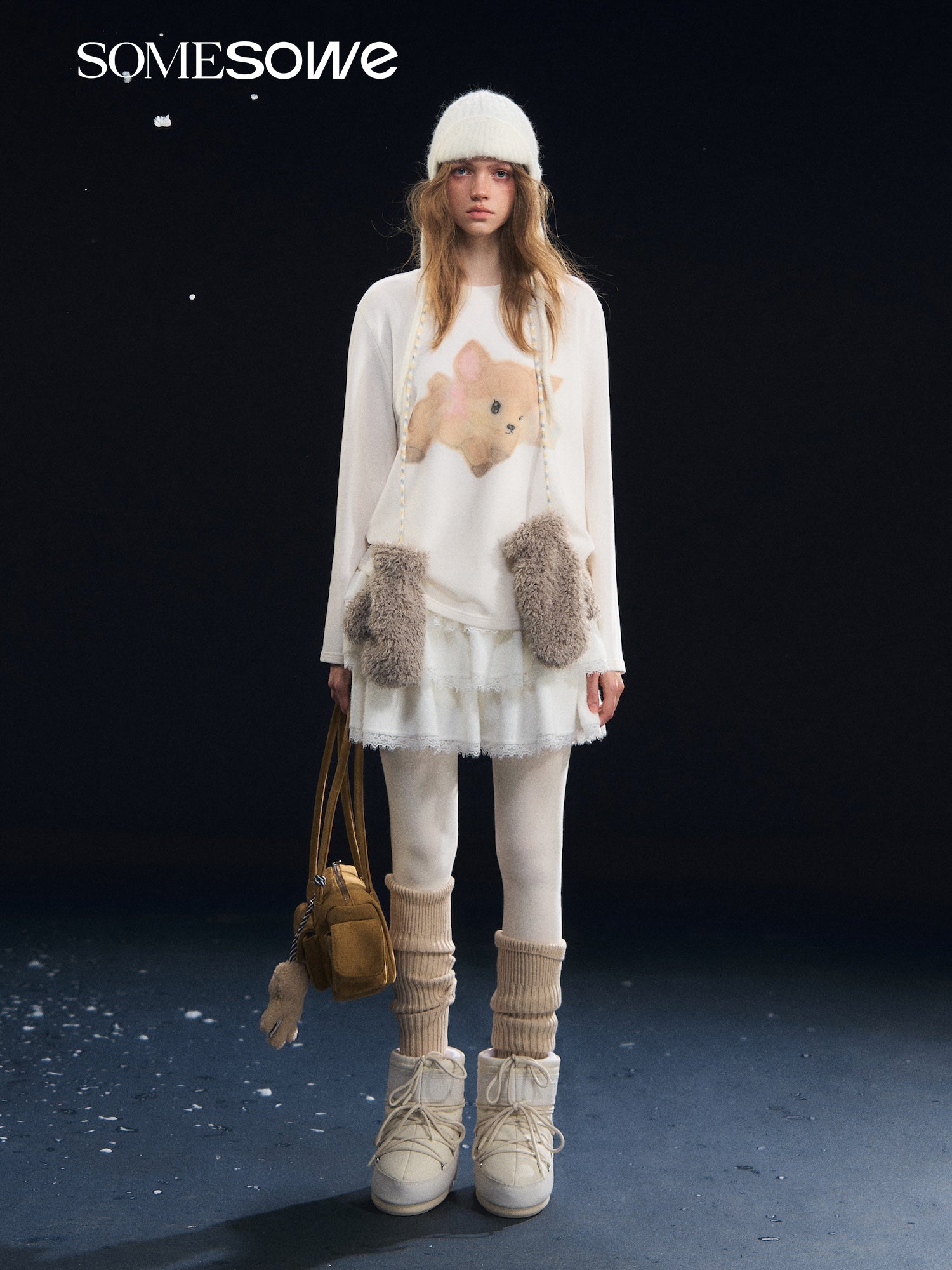 SOMESOWE S2508325 Deer velvet long sleeved T-shirt