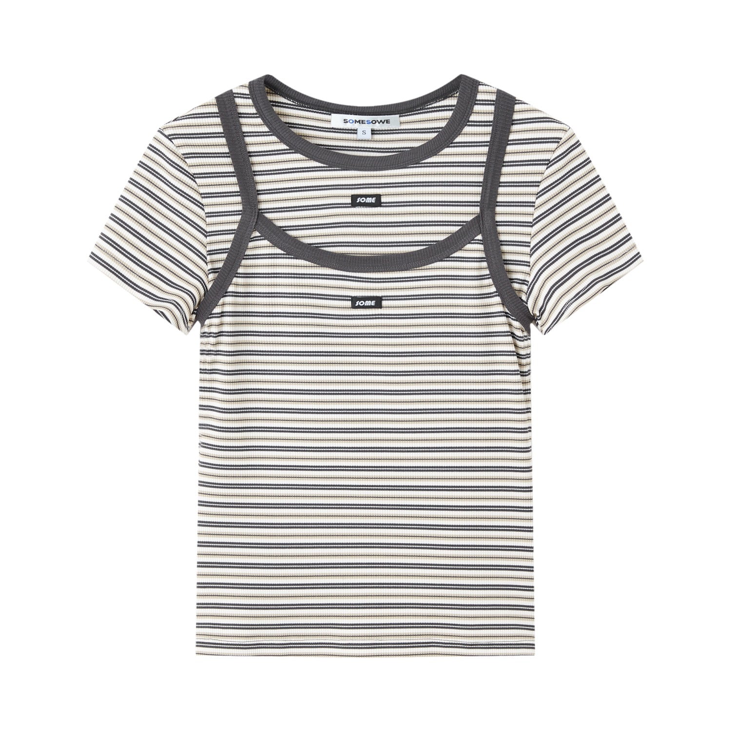 SOMESOWE S2609040 Casual striped T-shirt sling set