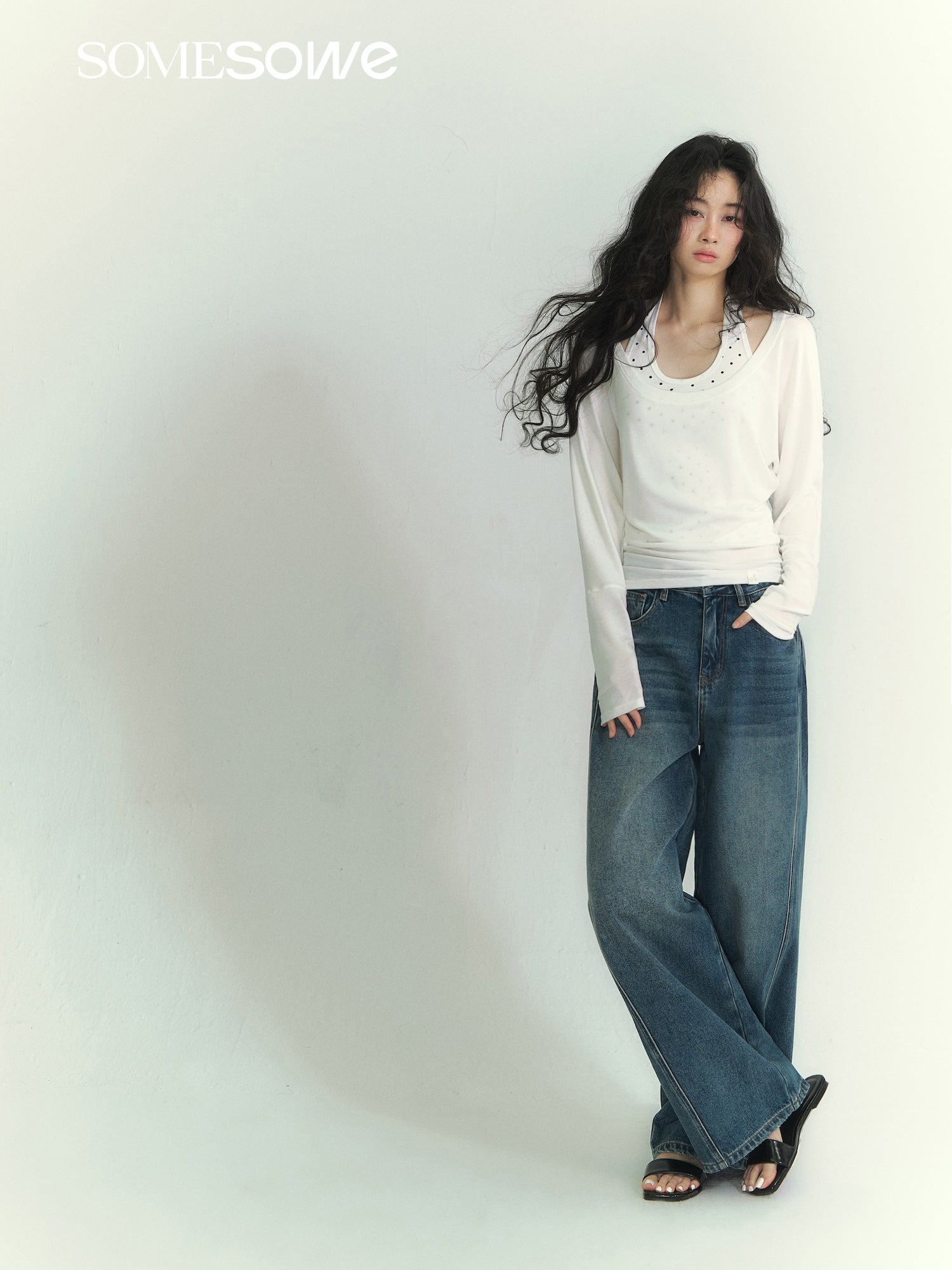 SOMESOWE S2609065 Light wave point stacked two-piece T-shirt set