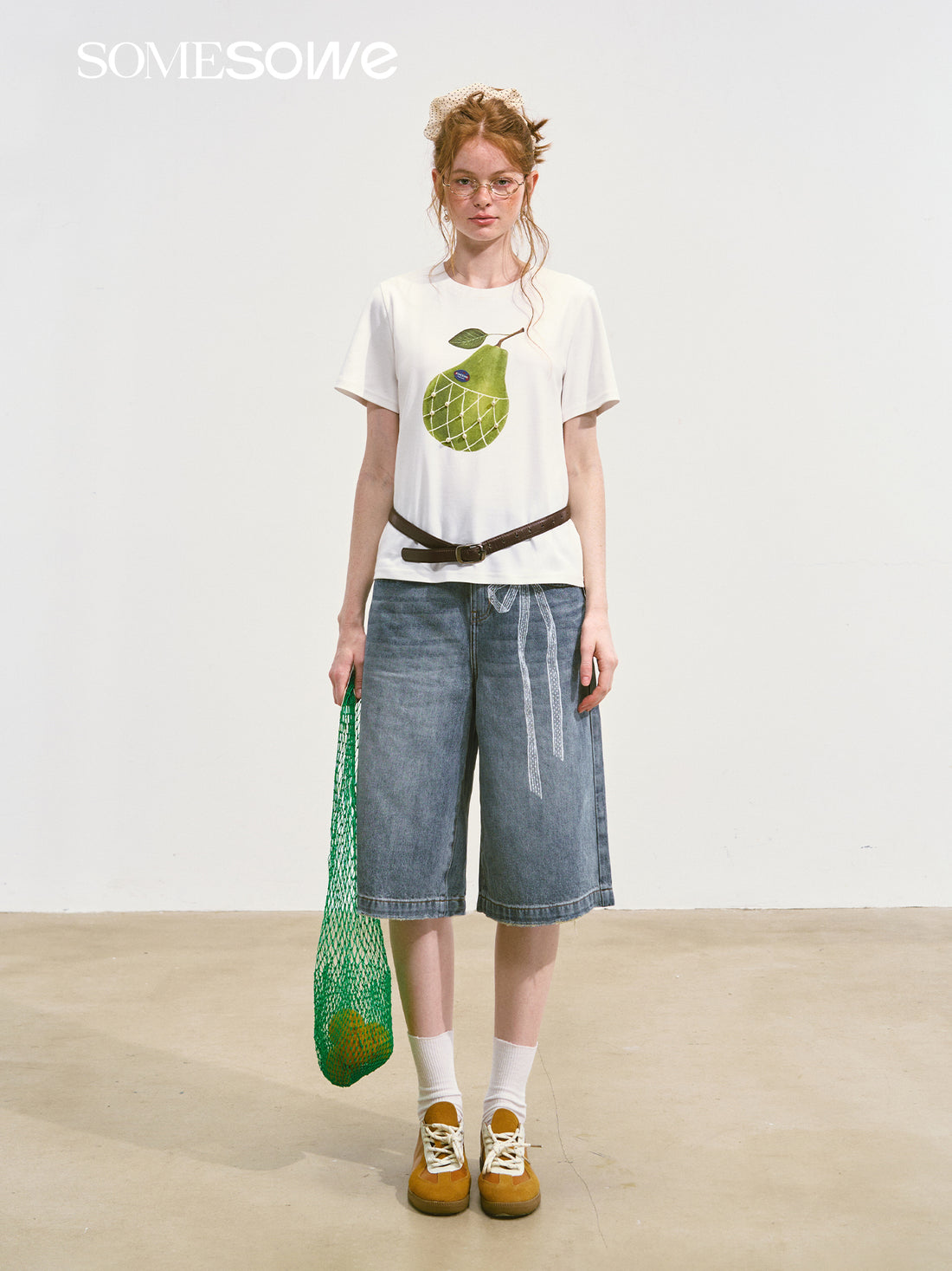 SOMESOWE S2508098 Pear print loose T-shirt (2color)
