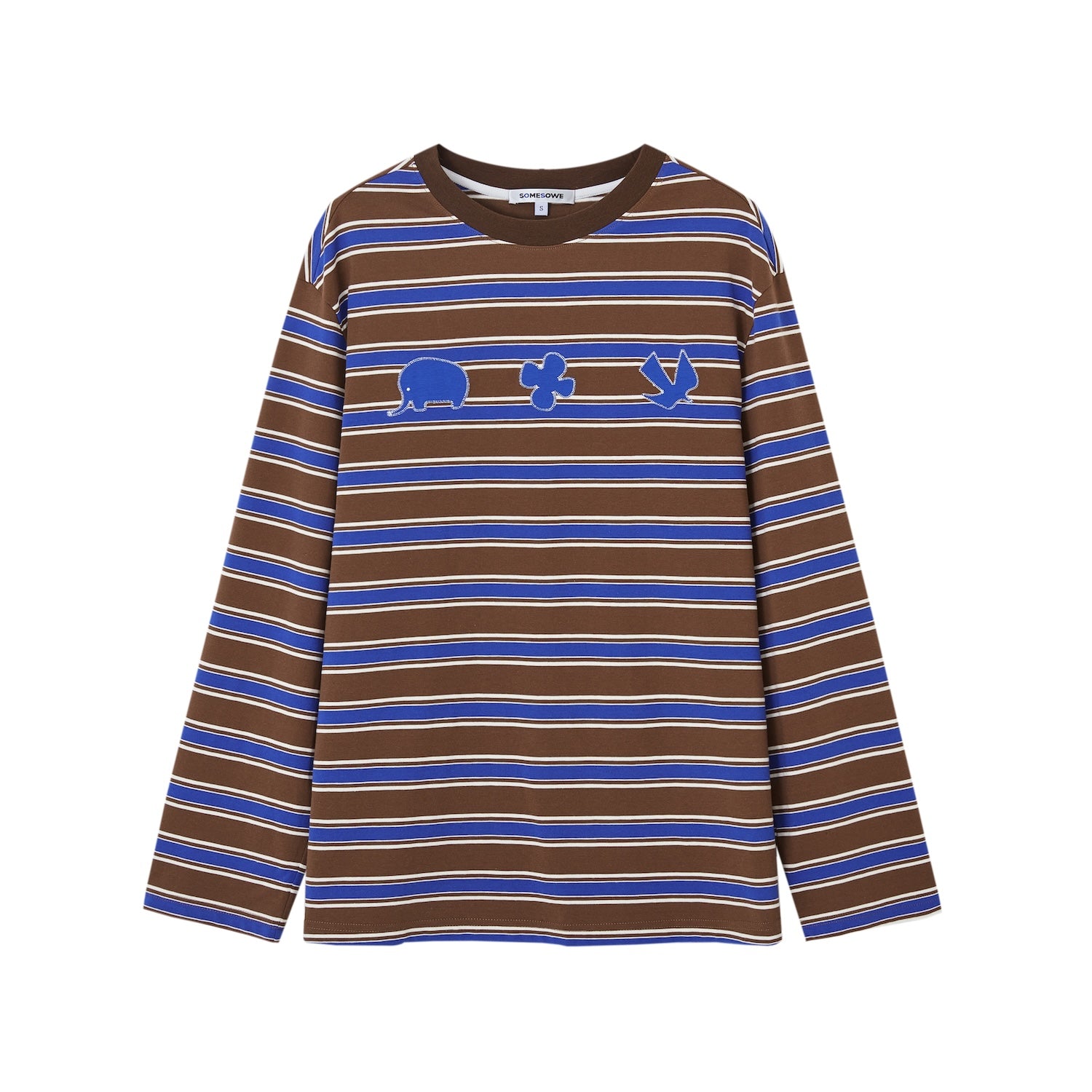 SOMESOWE S2508200 Fun sticky embroidered striped T-shirt (2color)