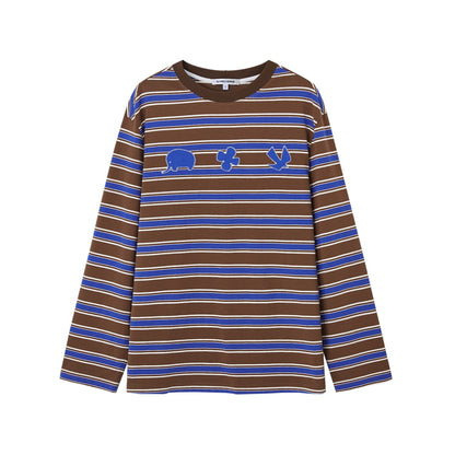 SOMESOWE S2508200 Fun sticky embroidered striped T-shirt (2color)