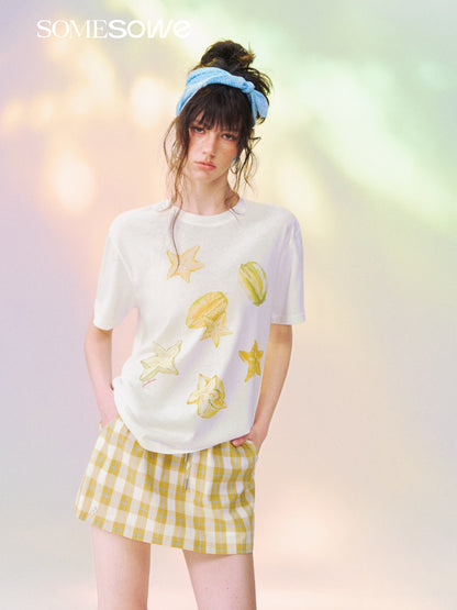 SOMESOWE S2609139 Colorful Starfruit Graphic Casual Short Sleeve T-Shirt