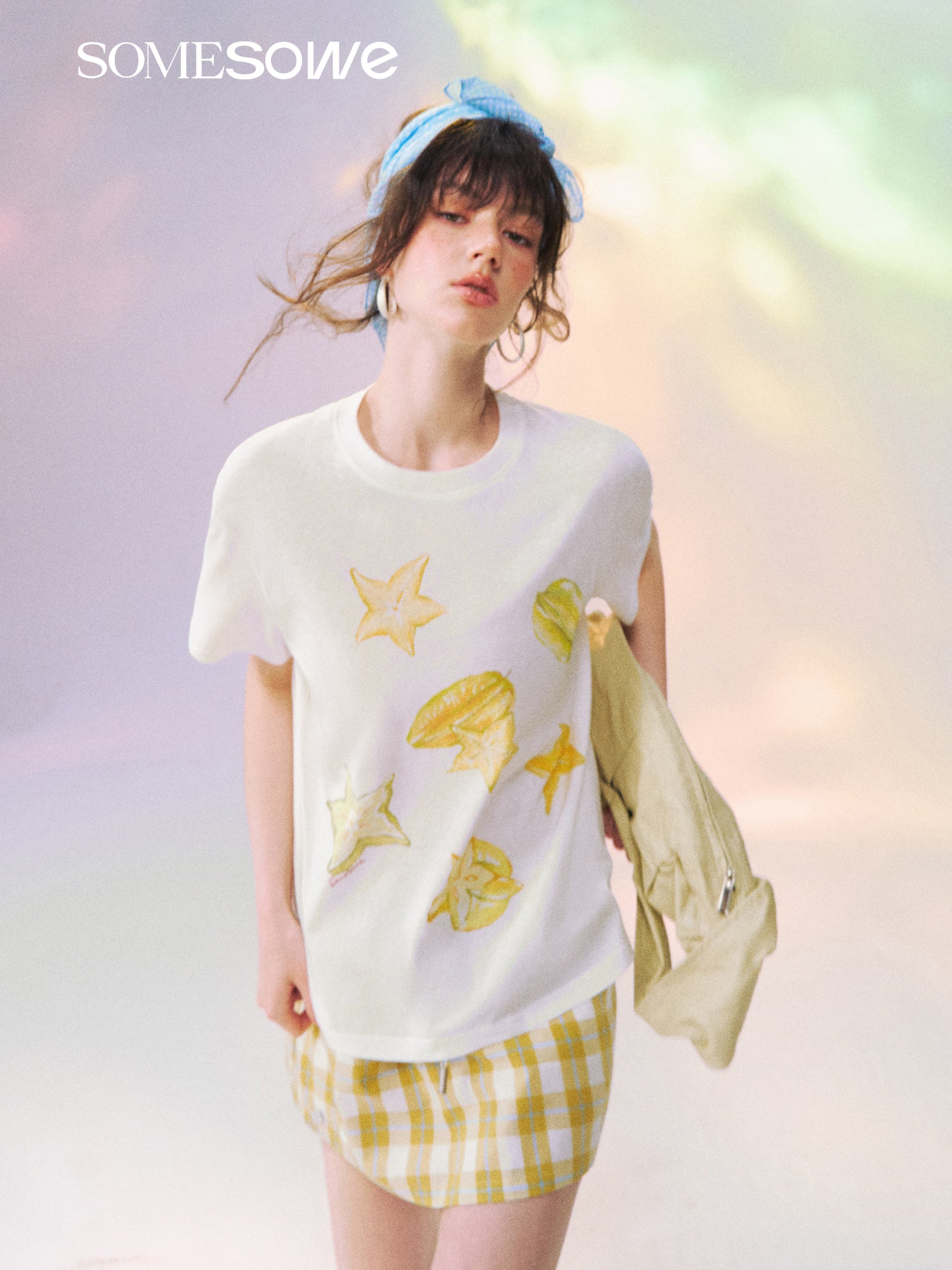 SOMESOWE S2609139 Colorful Starfruit Graphic Casual Short Sleeve T-Shirt