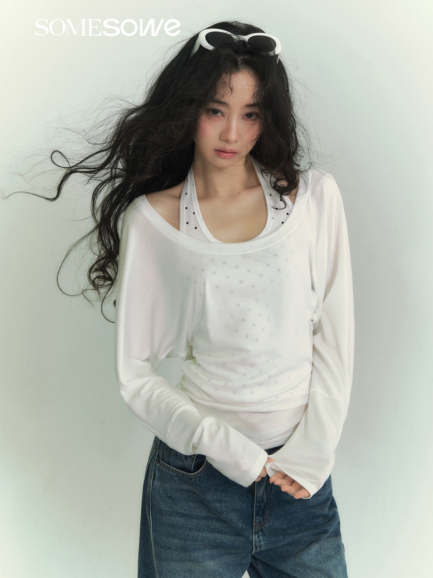 SOMESOWE S2609065 Light wave point stacked two-piece T-shirt set