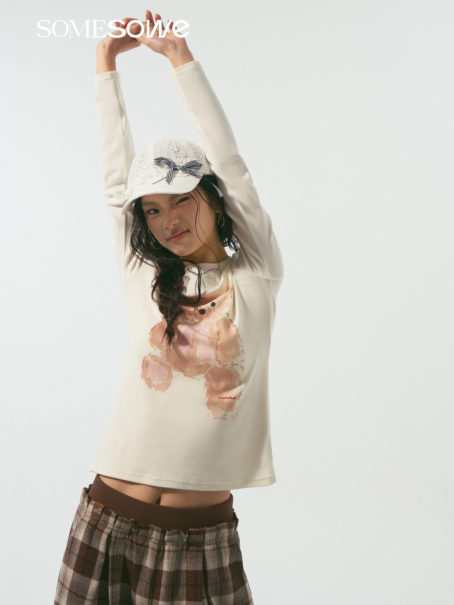 SOMESOWE S2508341 Sweet Bear Cloud Long Sleeve T-shirt