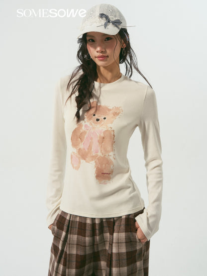SOMESOWE S2508341 Sweet Bear Cloud Long Sleeve T-shirt