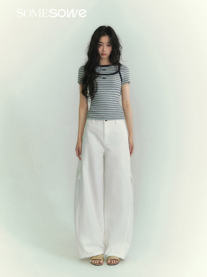 SOMESOWE S2609040 Casual striped T-shirt sling set